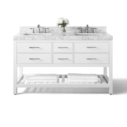 Sand & Stable Carrie 60'' Double Bathroom Vanity with Marble Top